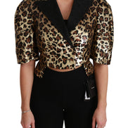 Blazer Gold Leopard Sequined Jacket