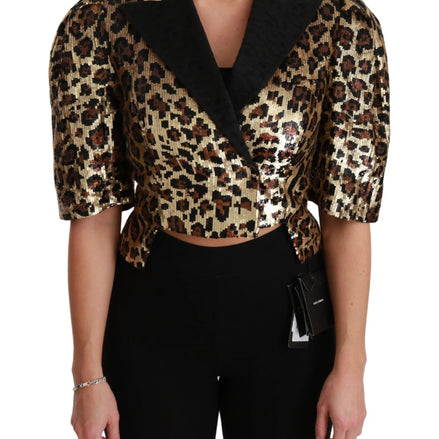 Blazer Gold Leopard Sequined Jacket