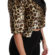 Blazer Gold Leopard Sequined Jacket