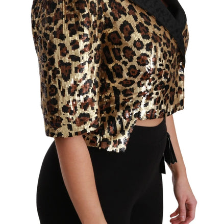 Blazer Gold Leopard Sequined Jacket