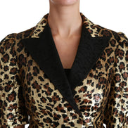 Blazer Gold Leopard Sequined Jacket