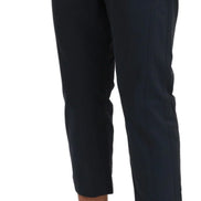 Brown Stripes Cropped Trousers Pants