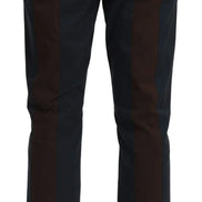 Brown Stripes Cropped Trousers Pants