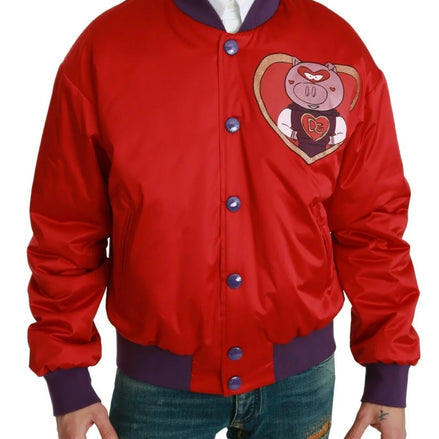 Red YEAR OF THE PIG Bomber Jacket