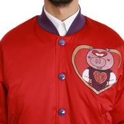 Red YEAR OF THE PIG Bomber Jacket