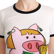 White YEAR OF THE PIG Top Cotton T-shirt