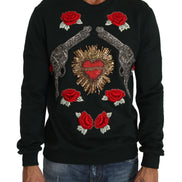 Green Crystal Heart Roses Gun Sweater