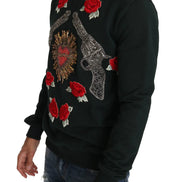Green Crystal Heart Roses Gun Sweater
