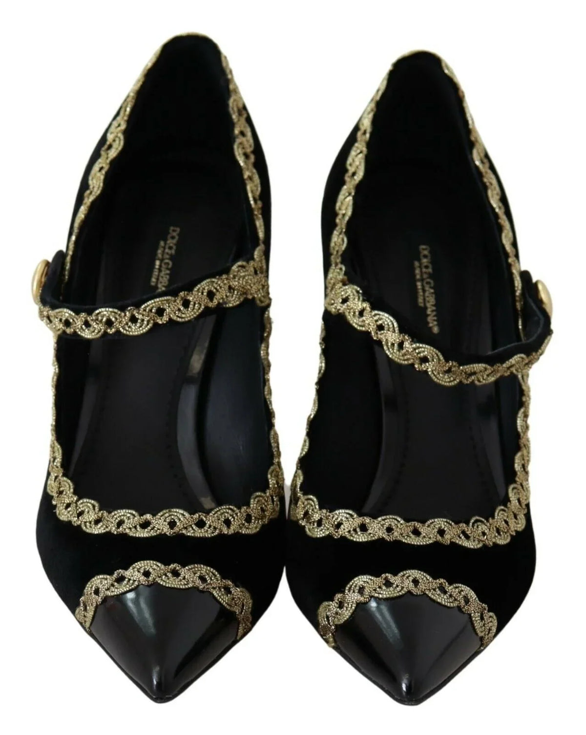 Black Embellished Velvet Mary Jane Pumps Shoes
