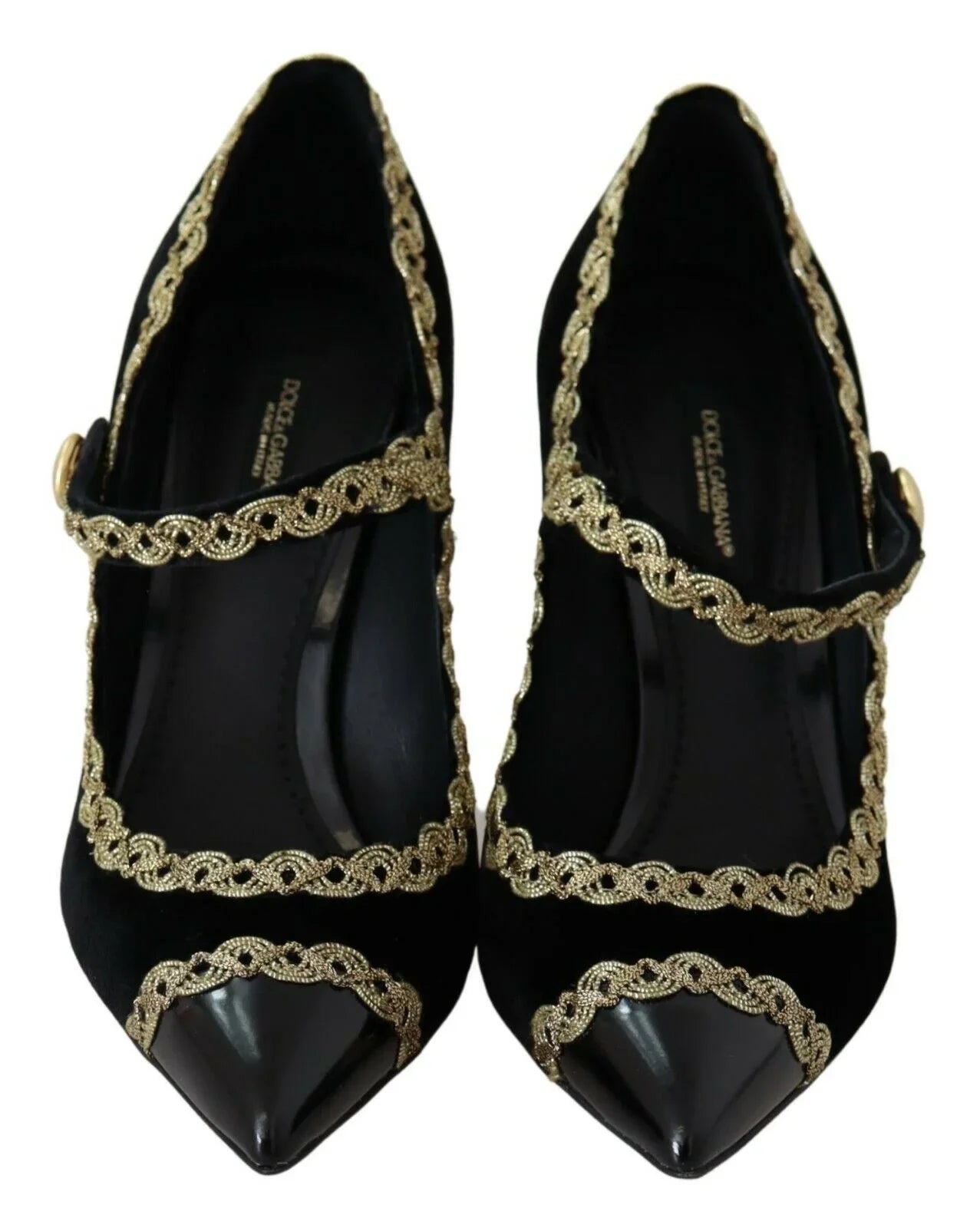 Black Embellished Velvet Mary Jane Pumps Shoes