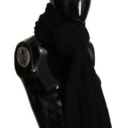 Black Virgin Wool Knitted Unisex Warmer Shawl Scarf