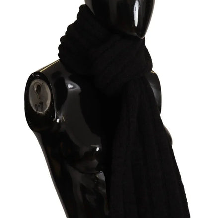 Black Virgin Wool Knitted Unisex Warmer Shawl Scarf