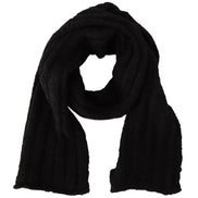 Black Virgin Wool Knitted Unisex Warmer Shawl Scarf