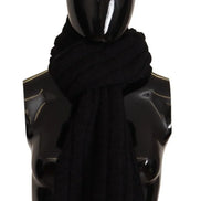 Black Virgin Wool Knitted Unisex Warmer Shawl Scarf