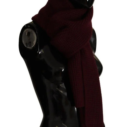 Dark Red Cashmere Logo Wrap Shawl Knitted Scarf