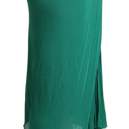 Dark Green High Waist Midi Pencil Cut Pleated Skirt