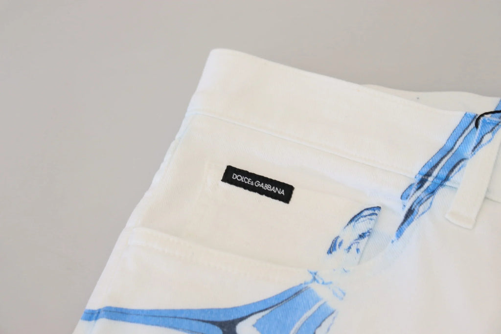 White Blue Denim Cotton Jeans Stretch Skinny Fit Pant