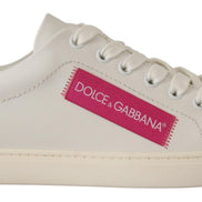 White Pink Leather Low Top Sneakers Womens Shoes