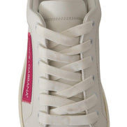 White Pink Leather Low Top Sneakers Womens Shoes