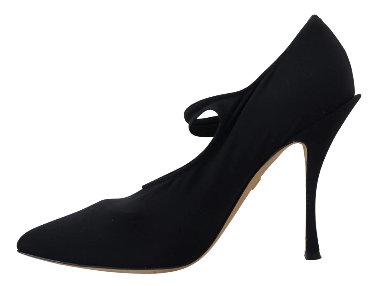 Black Socks Stretch Crystal Pumps Shoes