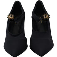 Black Socks Stretch Crystal Pumps Shoes