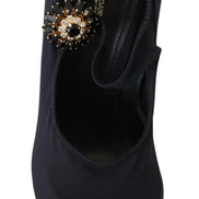 Black Socks Stretch Crystal Pumps Shoes