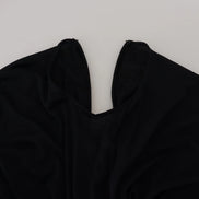 Black Sheath Midi Gown Wool Wrap Dress