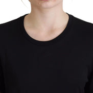 Black T-shirt Blouse Tassle Cotton Blouse