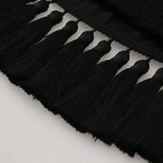 Black T-shirt Blouse Tassle Cotton Blouse