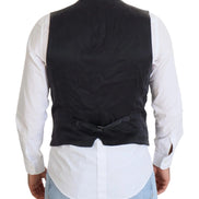 Black Cotton Double Breasted Waistcoat Vest