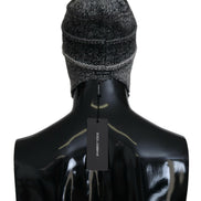 Gray Warm Fleece Ear Flaps Knit Beanie Hat