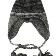 Gray Warm Fleece Ear Flaps Knit Beanie Hat