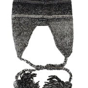 Gray Warm Fleece Ear Flaps Knit Beanie Hat