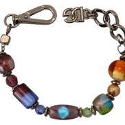 multicolor Silver Chain Brass Beaded Lobster Clasp Bracelet