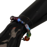 multicolor Silver Chain Brass Beaded Lobster Clasp Bracelet