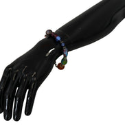 multicolor Silver Chain Brass Beaded Lobster Clasp Bracelet