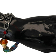 multicolor Silver Chain Brass Beaded Lobster Clasp Bracelet