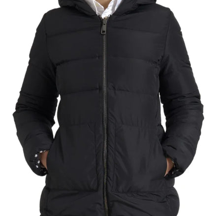 Black Polyester Hooded Reversible Jacket