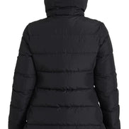Black Polyester Hooded Reversible Jacket