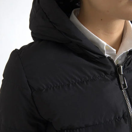 Black Polyester Hooded Reversible Jacket