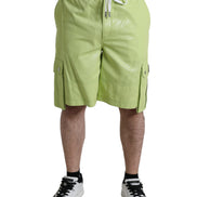 Light Green Cotton Men Cargo Bermuda Shorts