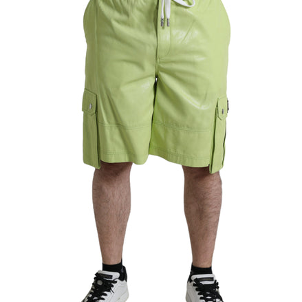 Light Green Cotton Men Cargo Bermuda Shorts