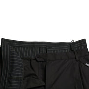 Black Cotton Stretch Cargo Bermuda Shorts