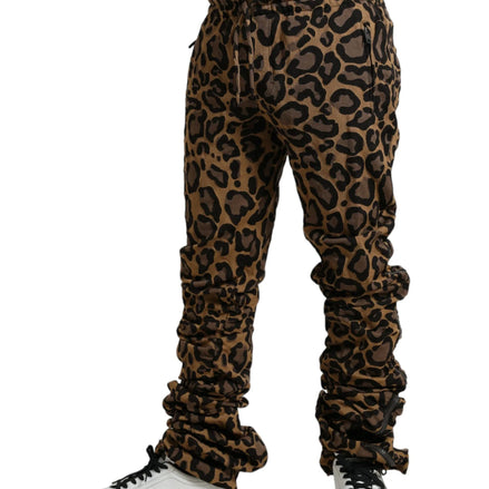 Brown Leopard Jacquard Jogger Pants