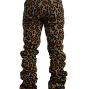 Brown Leopard Jacquard Jogger Pants