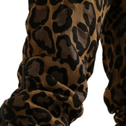 Brown Leopard Jacquard Jogger Pants
