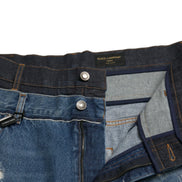 Blue Tattered Cotton Men Denim Jeans