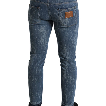 Blue Washed Skinny Cotton Stretch Denim Jeans