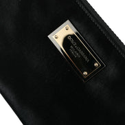 Black Nylon Logo Plaque Keyring Pouch Clutch Bags