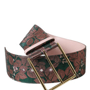 Multicolor Floral Jacquard Lurex Gold Buckle Belt